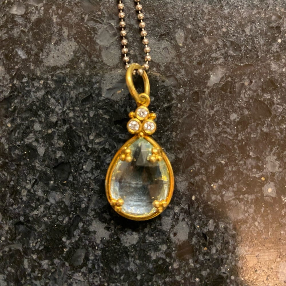 Temple St Clair Aquamarine Gold &  Diamond Pendant
